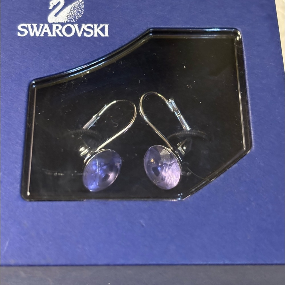 Swarovski Tanzanite Drop Earrings NIB